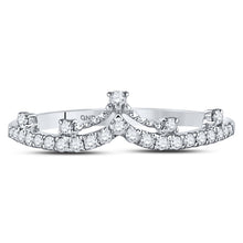 Load image into Gallery viewer, 10K White Gold Round Diamond Women's Crown Tiara Fashion Band Ring 1/5 Cttw - Splendid Jewellery