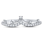 10K White Gold Round Diamond Women's Crown Tiara Fashion Band Ring 1/5 Cttw - Splendid Jewellery
