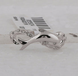 10K White Gold Round Diamond Women's Dolphin Ring 1/20 Cttw - Splendid Jewellery