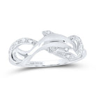 10K White Gold Round Diamond Women's Dolphin Ring 1/20 Cttw - Splendid Jewellery