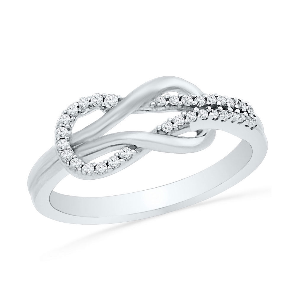 10K White Gold Round Diamond Women's Double Lasso Infinity Ring 1/6 Cttw - Splendid Jewellery