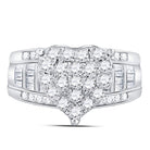 10K White Gold Round Diamond Women's Heart Cluster Bridal Wedding Engagement Ring 1 Cttw - Splendid Jewellery