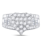 10K White Gold Round Diamond Women's Heart Cluster Bridal Wedding Engagement Ring 1 Cttw - Splendid Jewellery