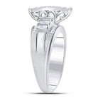 10K White Gold Round Diamond Women's Heart Cluster Bridal Wedding Engagement Ring 1 Cttw - Splendid Jewellery