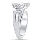 10K White Gold Round Diamond Women's Heart Cluster Bridal Wedding Engagement Ring 1 Cttw - Splendid Jewellery