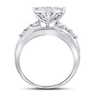 10K White Gold Round Diamond Women's Heart Cluster Bridal Wedding Engagement Ring 1 Cttw - Splendid Jewellery