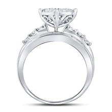 Load image into Gallery viewer, 10K White Gold Round Diamond Women's Heart Cluster Bridal Wedding Engagement Ring 1 Cttw - Splendid Jewellery
