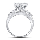 10K White Gold Round Diamond Women's Heart Cluster Bridal Wedding Engagement Ring 1 Cttw - Splendid Jewellery