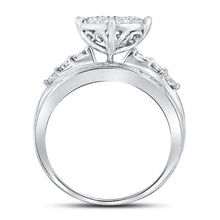 Load image into Gallery viewer, 10K White Gold Round Diamond Women's Heart Cluster Bridal Wedding Engagement Ring 1 Cttw - Splendid Jewellery