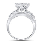 10K White Gold Round Diamond Women's Heart Cluster Bridal Wedding Engagement Ring 1 Cttw - Splendid Jewellery