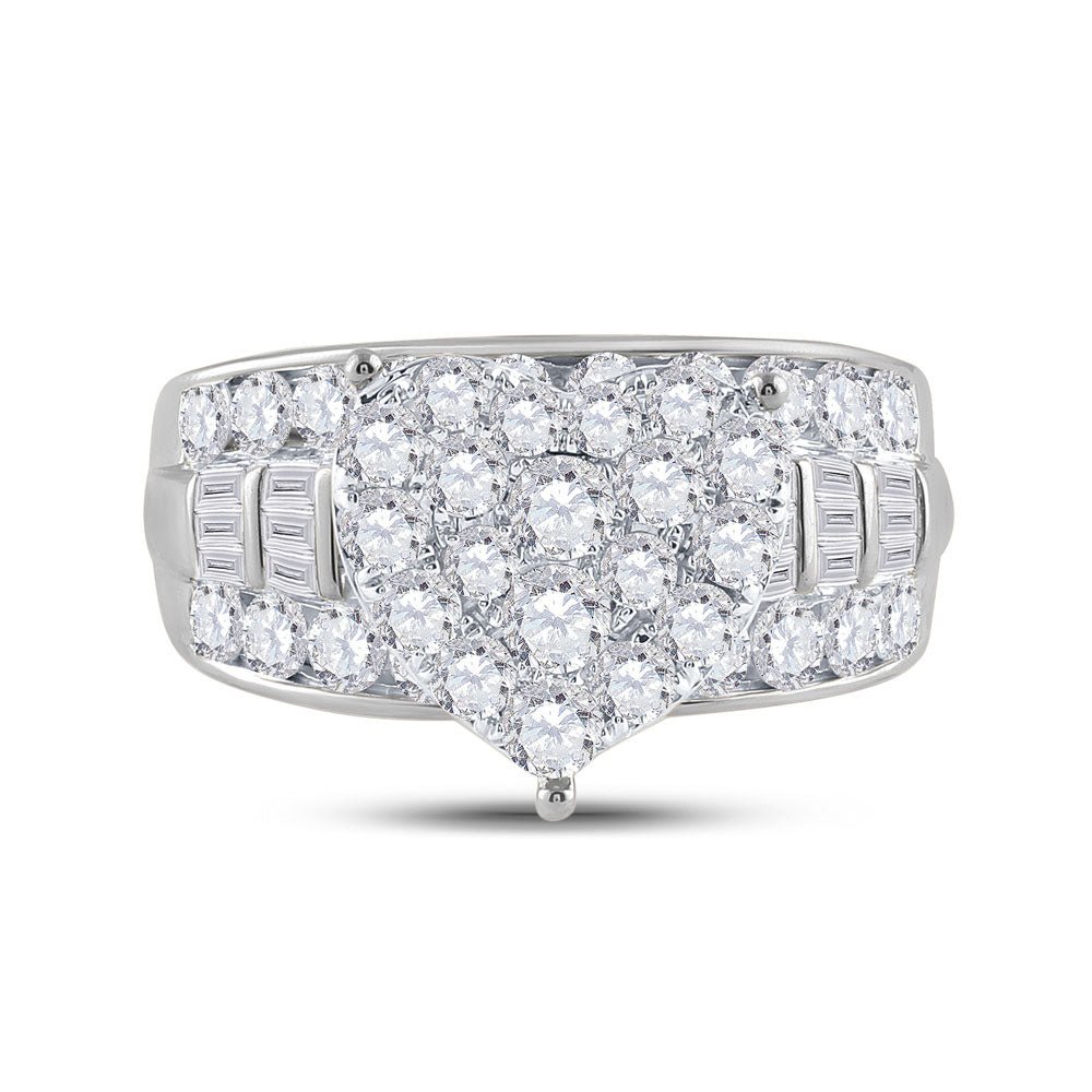 10K White Gold Round Diamond Women's Heart Cluster Bridal Wedding Engagement Ring 2 Cttw - Splendid Jewellery