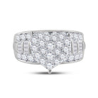 10K White Gold Round Diamond Women's Heart Cluster Bridal Wedding Engagement Ring 2 Cttw - Splendid Jewellery
