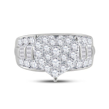 Load image into Gallery viewer, 10K White Gold Round Diamond Women's Heart Cluster Bridal Wedding Engagement Ring 2 Cttw - Splendid Jewellery