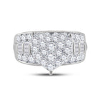 10K White Gold Round Diamond Women's Heart Cluster Bridal Wedding Engagement Ring 2 Cttw - Splendid Jewellery