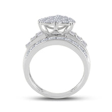 Load image into Gallery viewer, 10K White Gold Round Diamond Women's Heart Cluster Bridal Wedding Engagement Ring 2 Cttw - Splendid Jewellery