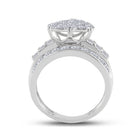 10K White Gold Round Diamond Women's Heart Cluster Bridal Wedding Engagement Ring 2 Cttw - Splendid Jewellery