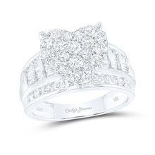 Load image into Gallery viewer, 10K White Gold Round Diamond Women's Heart Cluster Bridal Wedding Engagement Ring 2 Cttw - Splendid Jewellery