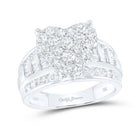 10K White Gold Round Diamond Women's Heart Cluster Bridal Wedding Engagement Ring 2 Cttw - Splendid Jewellery