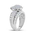 10K White Gold Round Diamond Women's Heart Cluster Bridal Wedding Engagement Ring 2 Cttw - Splendid Jewellery