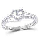 10K White Gold Round Diamond Women's Heart Promise Bridal Ring 1/20 Cttw - Splendid Jewellery