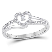 Load image into Gallery viewer, 10K White Gold Round Diamond Women's Heart Promise Bridal Ring 1/20 Cttw - Splendid Jewellery