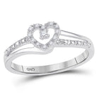 10K White Gold Round Diamond Women's Heart Promise Bridal Ring 1/20 Cttw - Splendid Jewellery