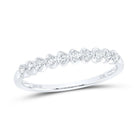 10K White Gold Round Diamond Women's Heart Stackable Band Ring 1/10 Cttw - Splendid Jewellery