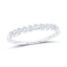 Load image into Gallery viewer, 10K White Gold Round Diamond Women's Heart Stackable Band Ring 1/10 Cttw - Splendid Jewellery