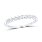 10K White Gold Round Diamond Women's Heart Stackable Band Ring 1/10 Cttw - Splendid Jewellery