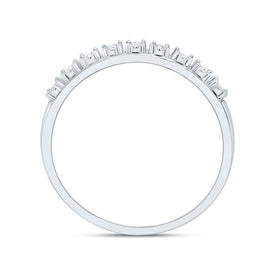 10K White Gold Round Diamond Women's Illusion Set Band 1/20 Cttw - Splendid Jewellery