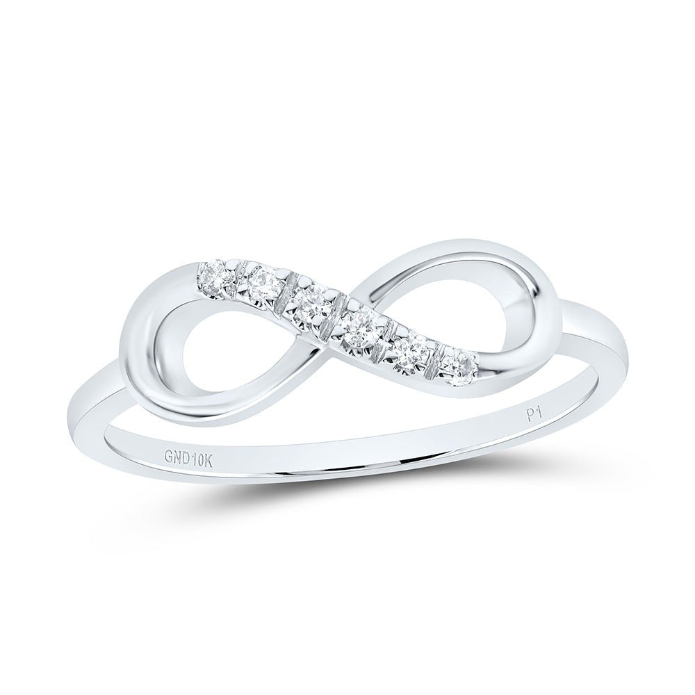 10K White Gold Round Diamond Women's Infinity Band Ring 1/20 Cttw - Splendid Jewellery