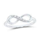 10K White Gold Round Diamond Women's Infinity Band Ring 1/20 Cttw - Splendid Jewellery