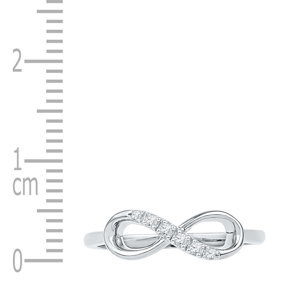 10K White Gold Round Diamond Women's Infinity Band Ring 1/20 Cttw - Splendid Jewellery