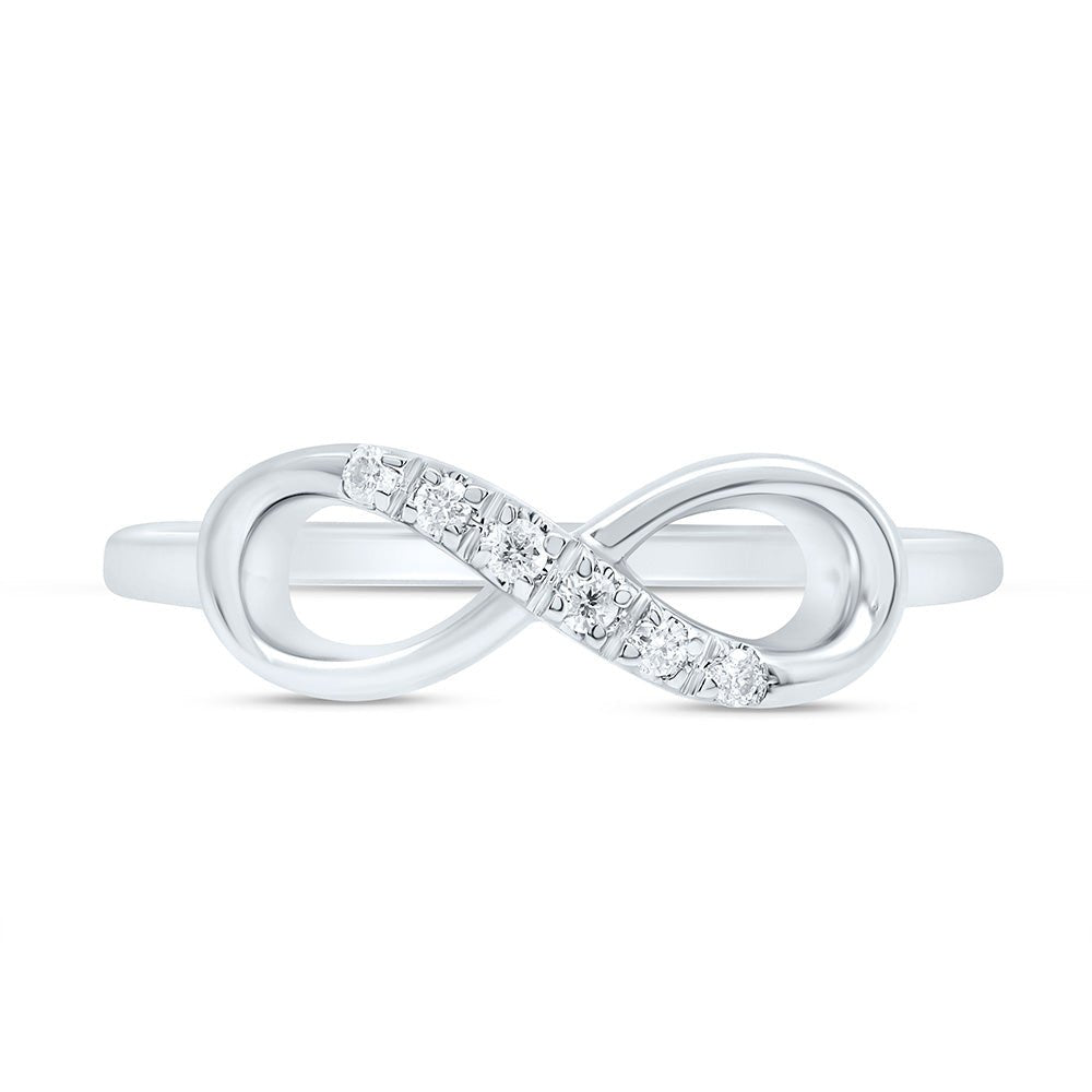 10K White Gold Round Diamond Women's Infinity Band Ring 1/20 Cttw - Splendid Jewellery