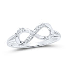 10K White Gold Round Diamond Women's Infinity Designer Ring 1/12 Cttw - Splendid Jewellery