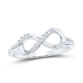 10K White Gold Round Diamond Women's Infinity Designer Ring 1/12 Cttw - Splendid Jewellery