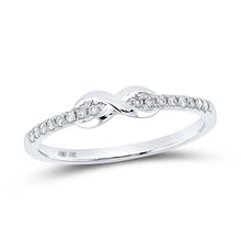 Load image into Gallery viewer, 10K White Gold Round Diamond Women's Infinity Knot Stackable Ring 1/10 Cttw - Splendid Jewellery