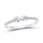 10K White Gold Round Diamond Women's Infinity Knot Stackable Ring 1/10 Cttw - Splendid Jewellery
