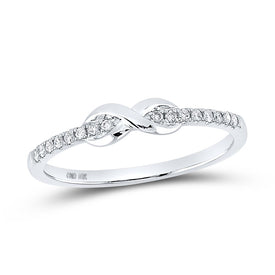 10K White Gold Round Diamond Women's Infinity Knot Stackable Ring 1/10 Cttw - Splendid Jewellery