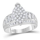 10K White Gold Round Diamond Women's Marquise Shape Cluster Bridal Wedding Engagement Ring 1 Cttw - Splendid Jewellery