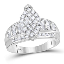 Load image into Gallery viewer, 10K White Gold Round Diamond Women's Marquise Shape Cluster Bridal Wedding Engagement Ring 1 Cttw - Splendid Jewellery