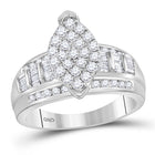 10K White Gold Round Diamond Women's Marquise Shape Cluster Bridal Wedding Engagement Ring 1 Cttw - Splendid Jewellery