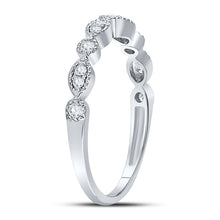 Load image into Gallery viewer, 10K White Gold Round Diamond Women's Milgrain Stackable Band Ring 1/6 Cttw - Splendid Jewellery