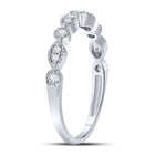 10K White Gold Round Diamond Women's Milgrain Stackable Band Ring 1/6 Cttw - Splendid Jewellery