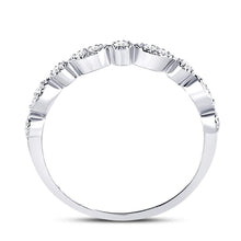 Load image into Gallery viewer, 10K White Gold Round Diamond Women's Milgrain Stackable Band Ring 1/6 Cttw - Splendid Jewellery