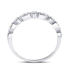 10K White Gold Round Diamond Women's Milgrain Stackable Band Ring 1/6 Cttw - Splendid Jewellery