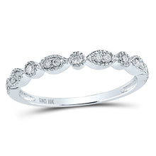 Load image into Gallery viewer, 10K White Gold Round Diamond Women's Milgrain Stackable Band Ring 1/6 Cttw - Splendid Jewellery