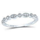 10K White Gold Round Diamond Women's Milgrain Stackable Band Ring 1/6 Cttw - Splendid Jewellery