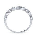 10K White Gold Round Diamond Women's Milgrain Stackable Band Ring 1/6 Cttw - Splendid Jewellery
