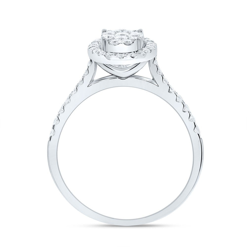10K White Gold Round Diamond Women's Oval Bridal Wedding Engagement Ring 1/2 Cttw - Splendid Jewellery